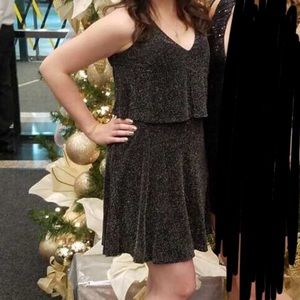 Express black sparkly skater dress sz M